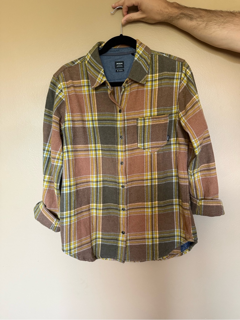 Prana fleece snap button shirt size M
